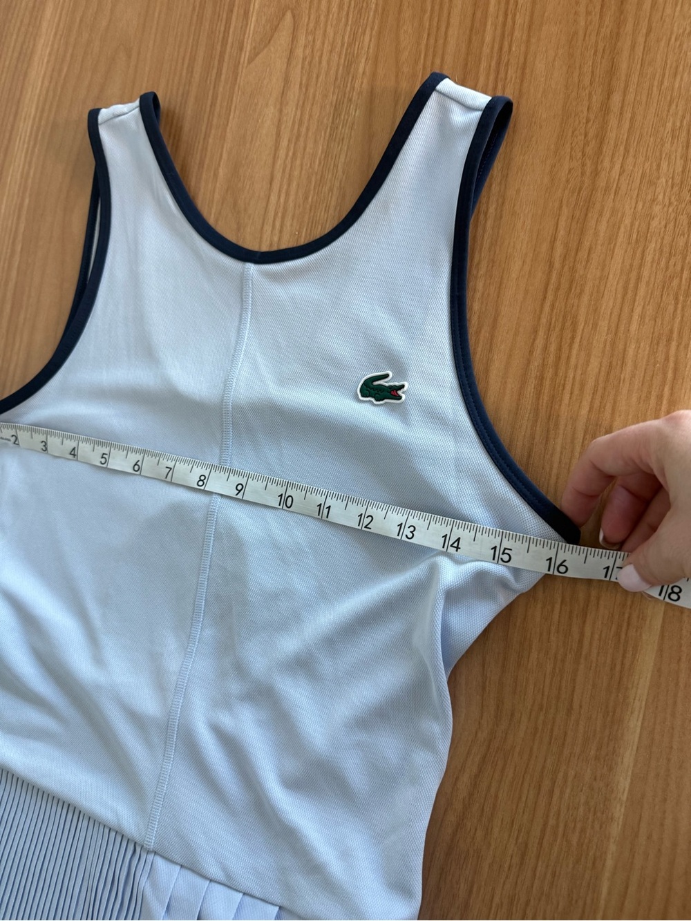 Lacoste Light Blue Pleated Tennis Dress with Contrast Trim Size 4 - Picture 10 of 11